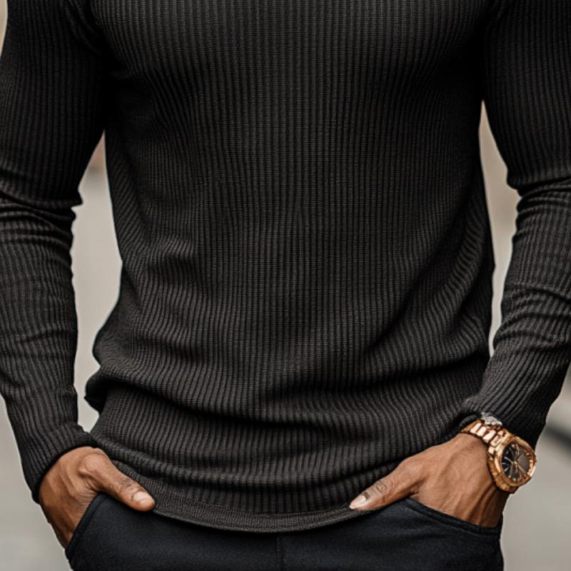Men's Classic Casual Crew Neck Knitted Long Sleeve T-Shirt 9890062237880
