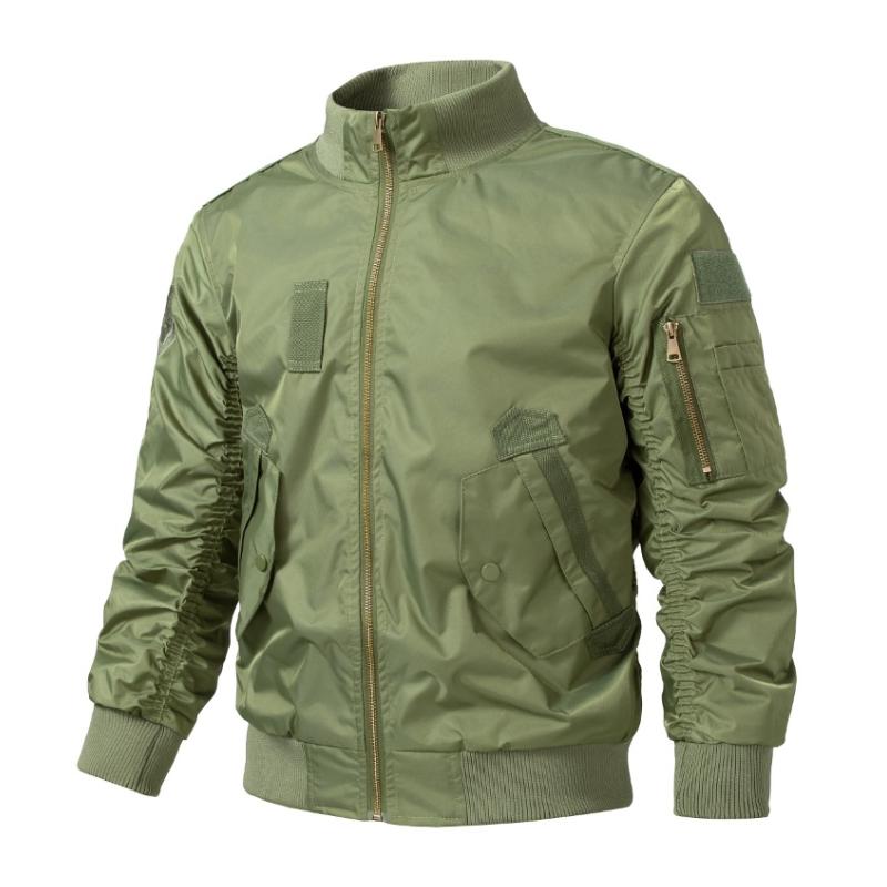 Men's Casual Stand Collar Zipper Multi-pocket Work Bomber Jacket 9261088800952