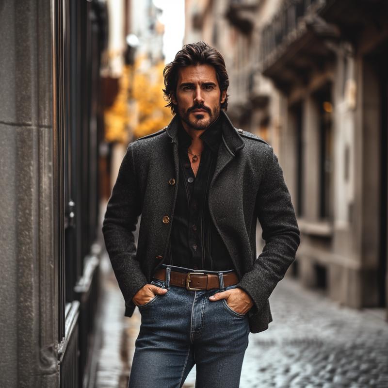 Men's Vintage Wool Blended Stand Collar Single Breasted Loose Blazer 9873134616760