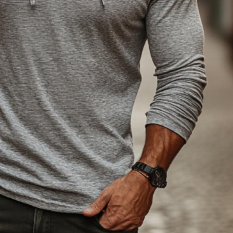 Men's Classic Casual Hooded Slim Fit Bamboo Cotton Long Sleeve T-Shirt 9890062205112