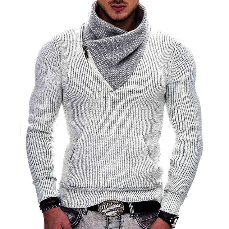 Men's Long Sleeve Turtleneck Pocket Knit Sweater 9262175977656