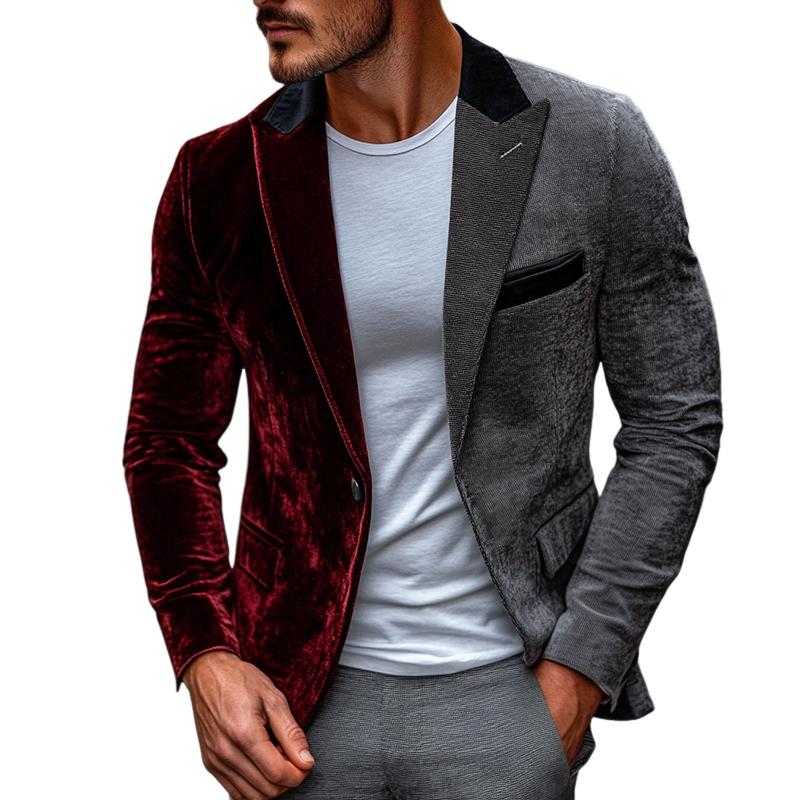 Men's Retro Casual Splicing Single Breasted Blazer 9888006701240