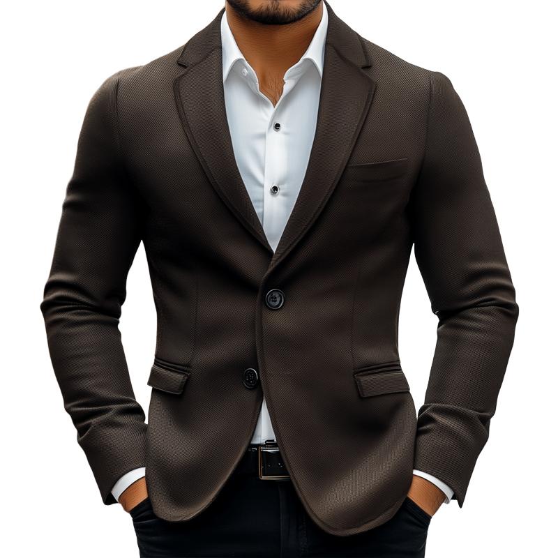 Men's Vintage Solid Color Notch Lapel Two Buttons Casual Blazer 9873133797560