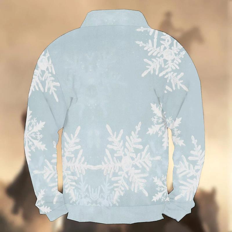 Men's Geometric Festival Print Stand Collar Long Sleeve T-Shirt 9261143982264