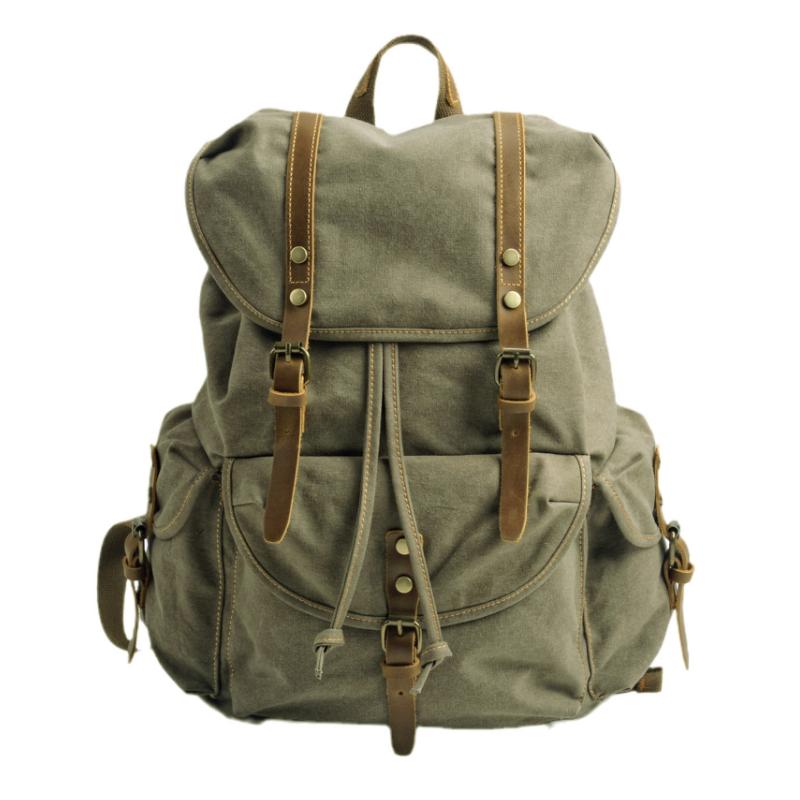 Men's Retro Outdoor Large Capacity Multi-Pocket Canvas Backpack 9262190526648