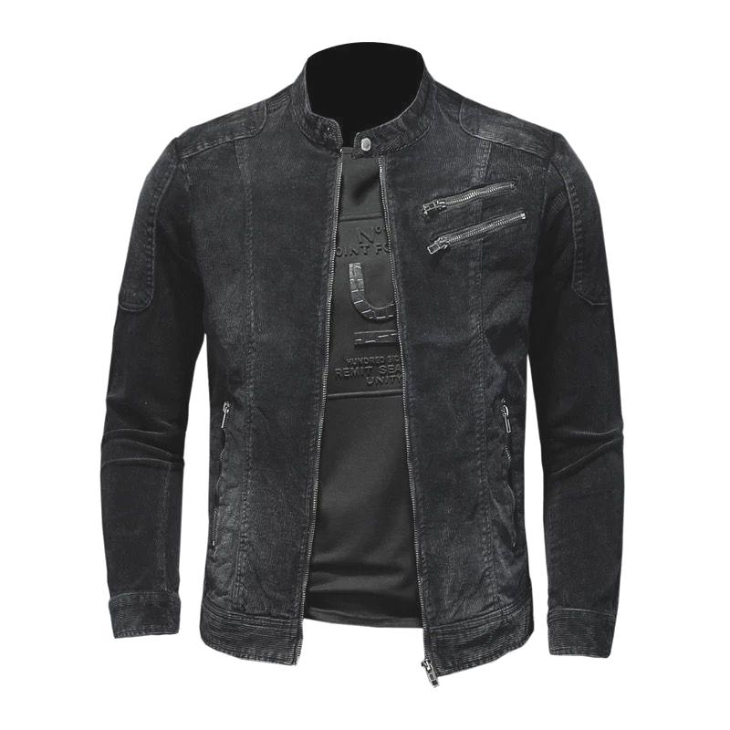 Men's Vintage Washed Denim Biker Jacket 9261087817912