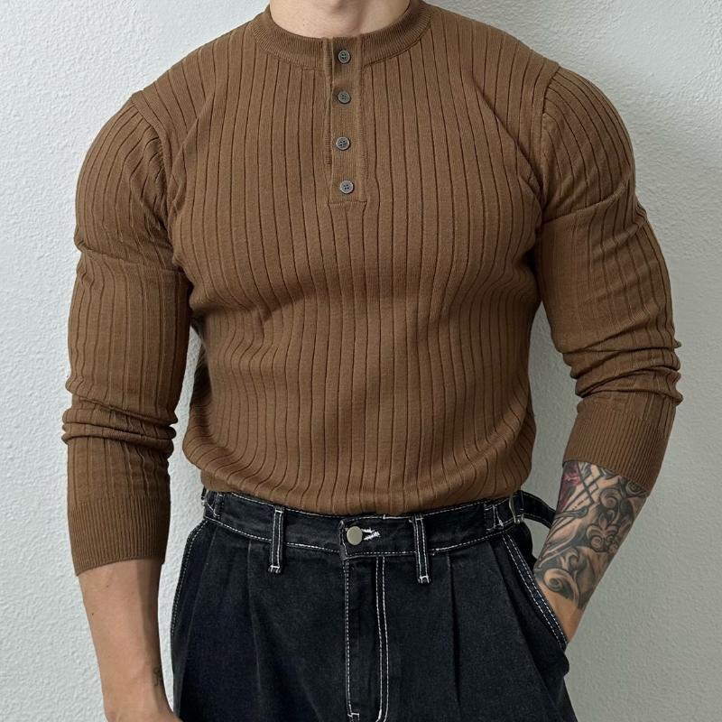 Men's Vintage Casual Solid Henley Sweater 9262180368568
