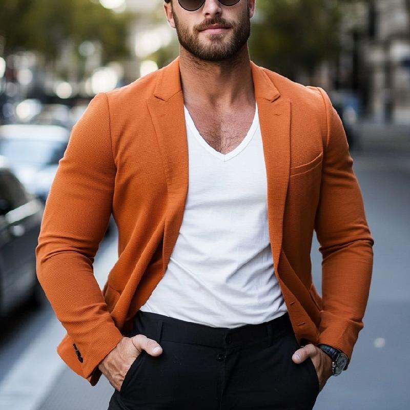 Men's Stylish Solid Color Single Button Blazer 9886817190072