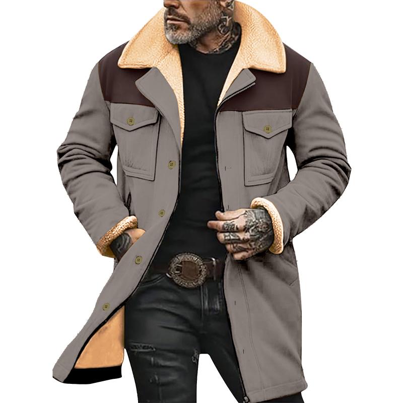 Men's Colorblock Print Button Coat 9261111214264