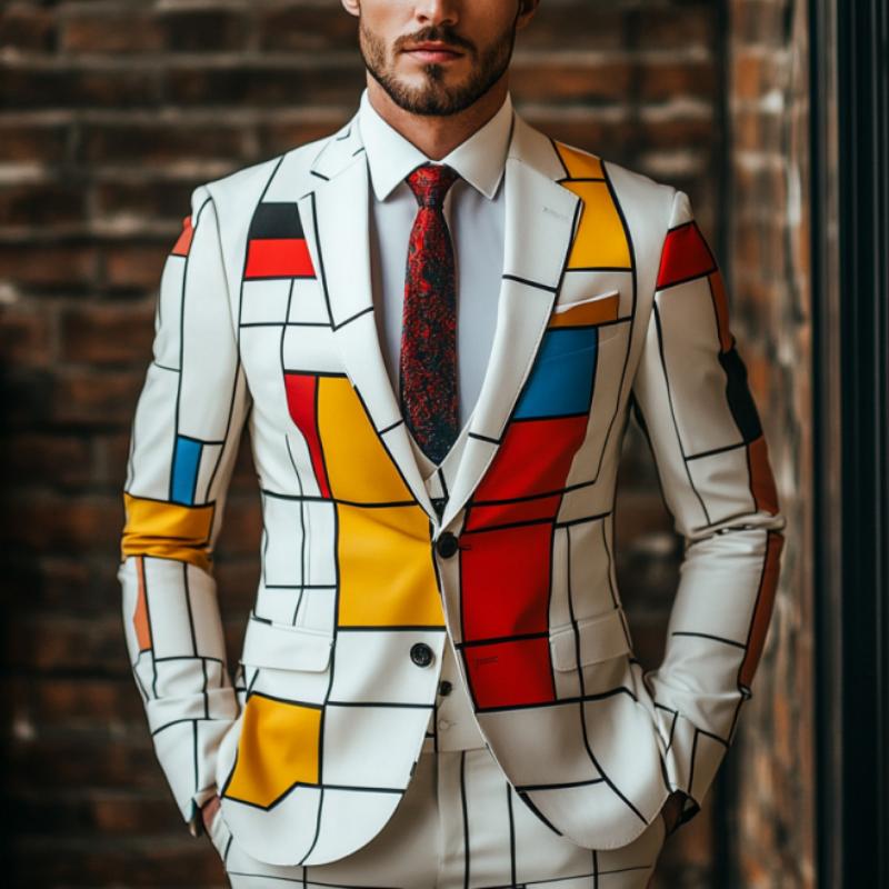 Men's Classic Retro Artist Print Slim Fit Single Breasted Blazer 9274169065656