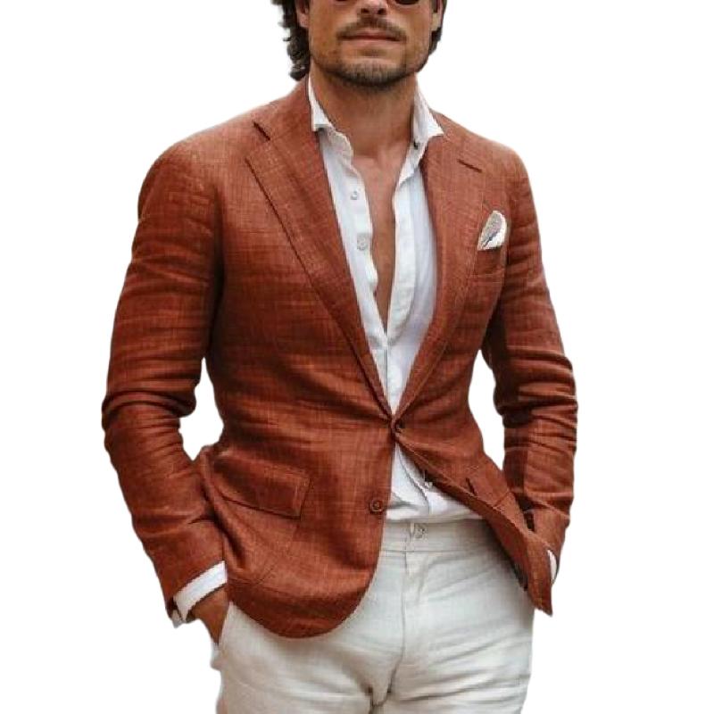 Men's Classic Casual Single Breasted Linen Blazer 9273157124280