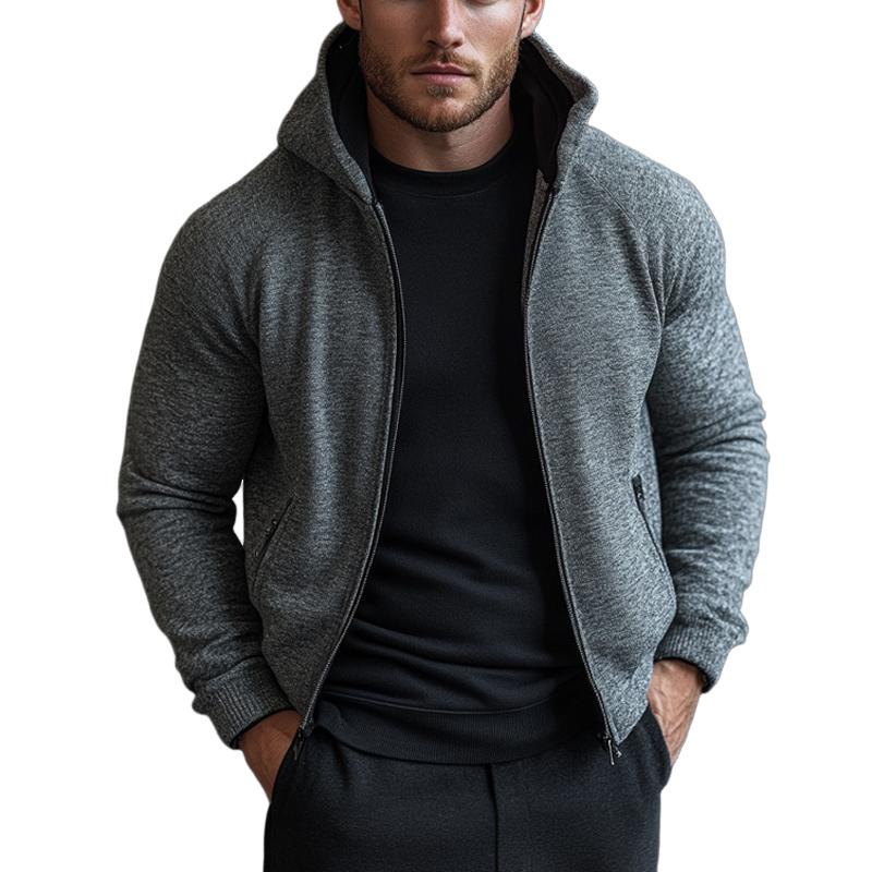 Men's Grey Hooded Zip-Up Jacket 9261094142136