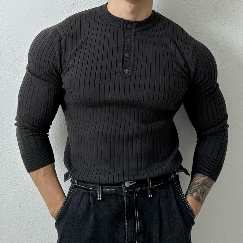 Men's Vintage Casual Solid Henley Sweater 9262180368568