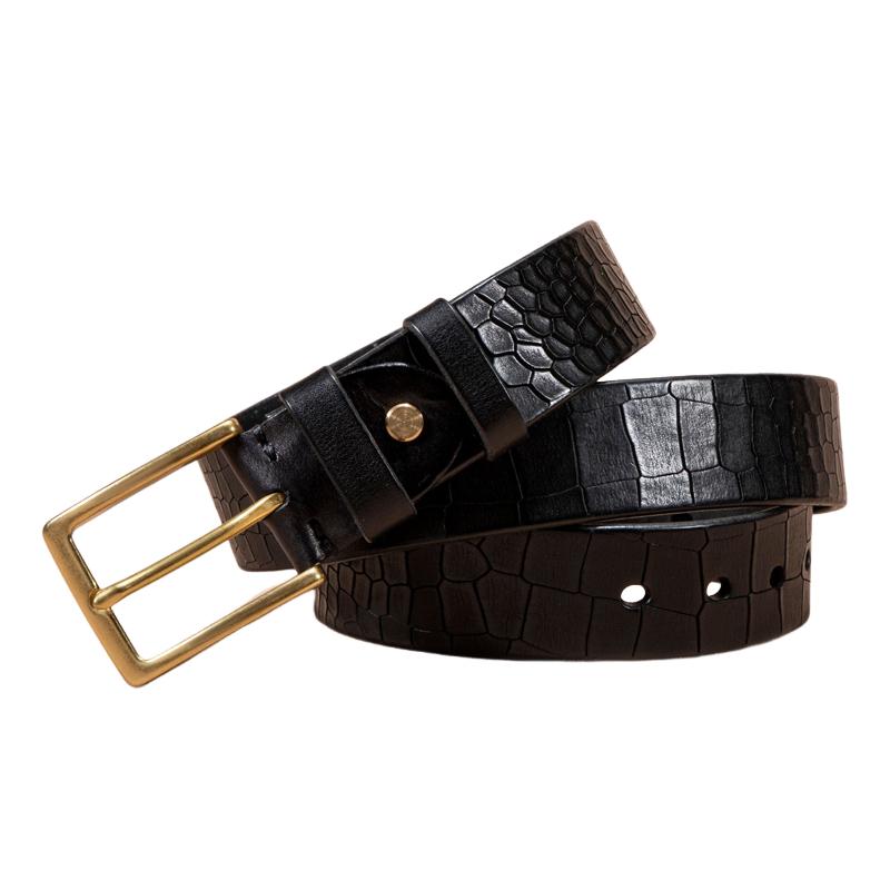 Men's First-layer Genuine Leather Pure Copper Bronze Buckle Cowhide Leather Belt 9877924839608