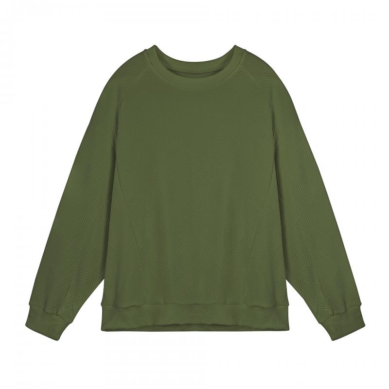 Men's Solid Color Textured Round Neck Long Sleeve T-shirt 9261143228600