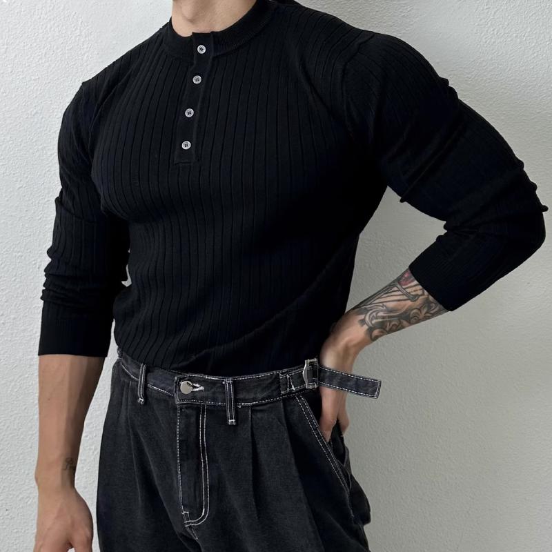 Men's Vintage Casual Solid Henley Sweater 9262180368568