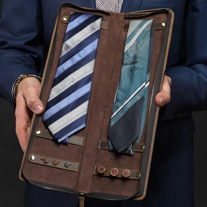 Men's Classic Vintage Portable Tie Storage Bag 9879143219384