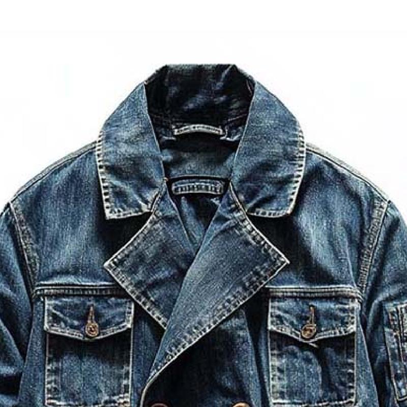 Men's Classic Casual Double Breasted Multi-Pocket Denim Jacket 9266614468792