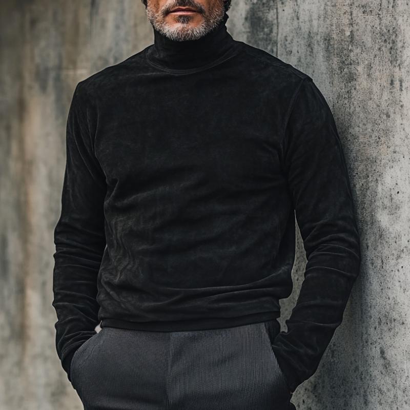 Men's Versatile Turtleneck Suede Long Sleeve Bottoming T-Shirt 9877644902584