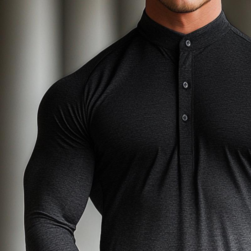 Men's Retro Casual Gradient Stand Collar Long Sleeve T-Shirt 9877926969528