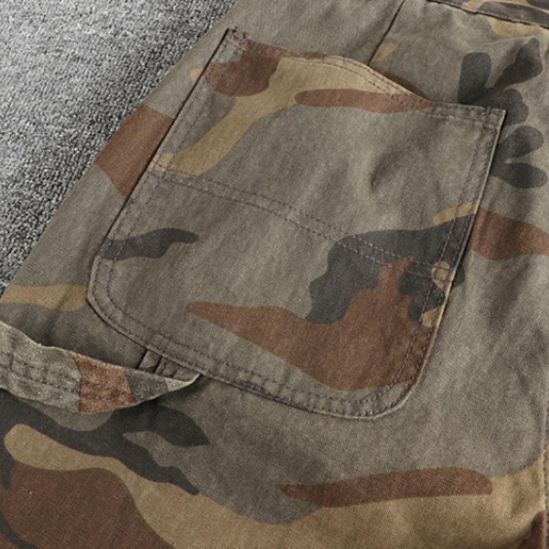 Men's Vintage Distressed Washed Camouflage Straight Cargo Pants 9261770408120