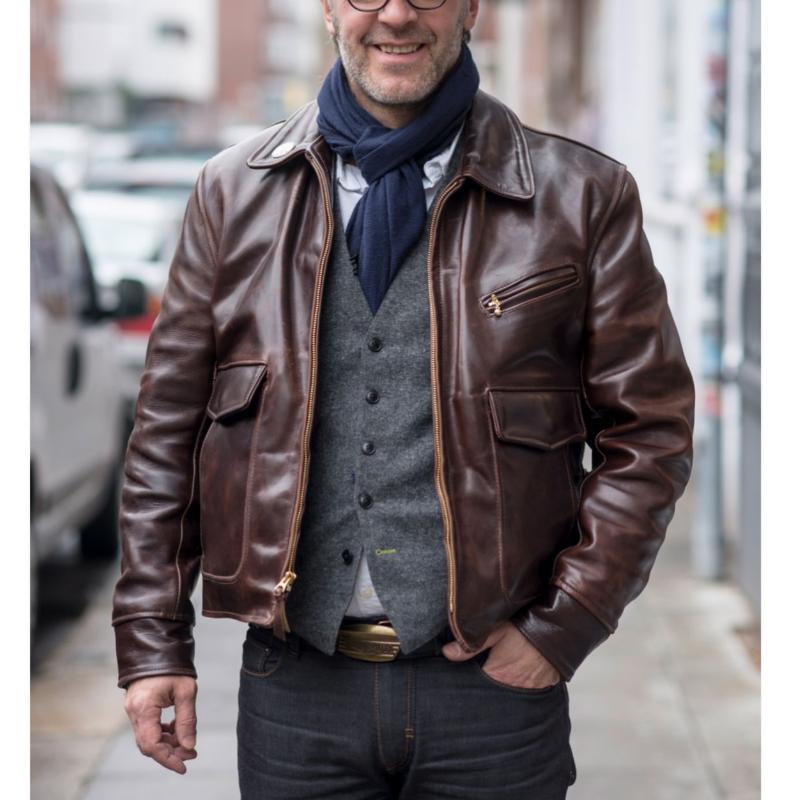 Men's Vintage Multi Pocket Zipper Lapel Leather Jacket 9261097484472