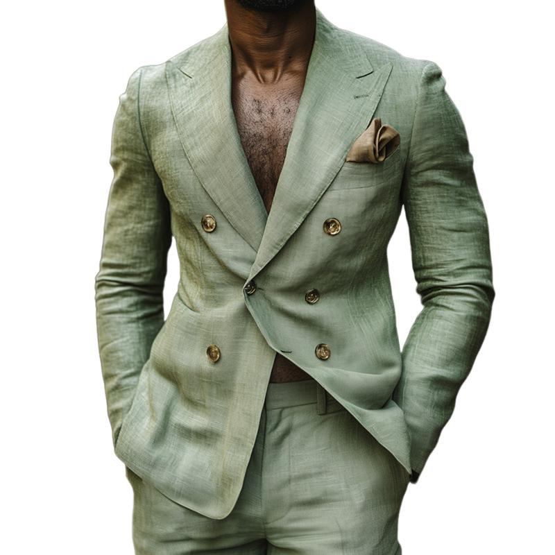 Men's Vintage Casual Solid Color Linen Blazer 9888006996152