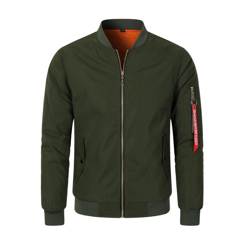 Men's Casual Solid Color Stand Collar Flight Jacket 9261096796344