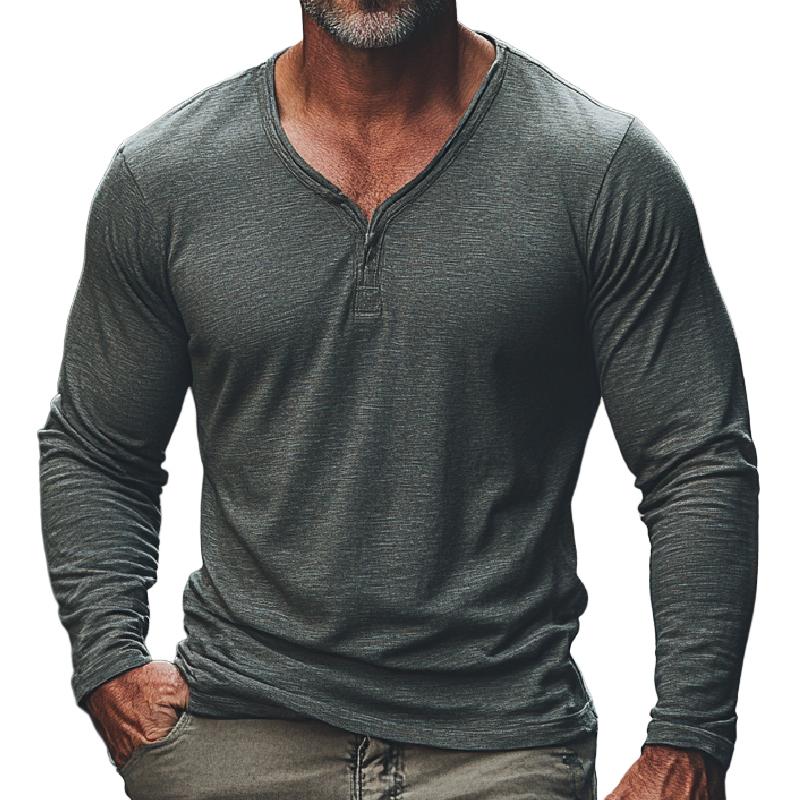 Men's Casual V-neck Long-sleeved Bottoming T-shirt 9267506184376