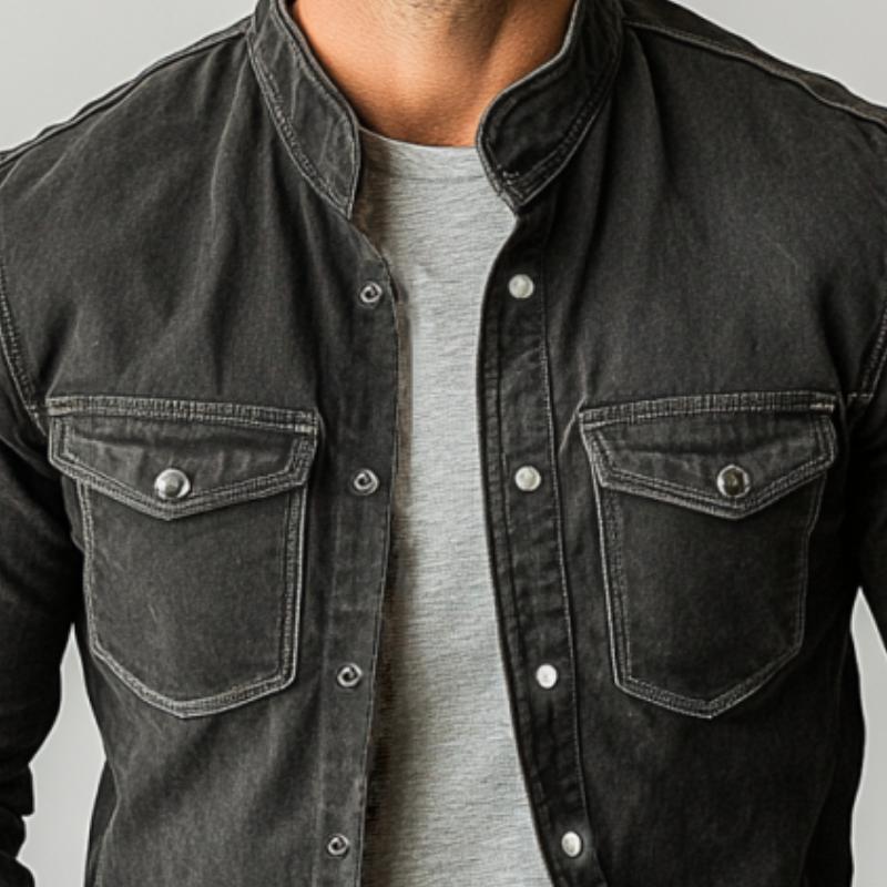 Men's Vintage Washed Denim Multi Pocket Single Breasted Jacket 9887363072184