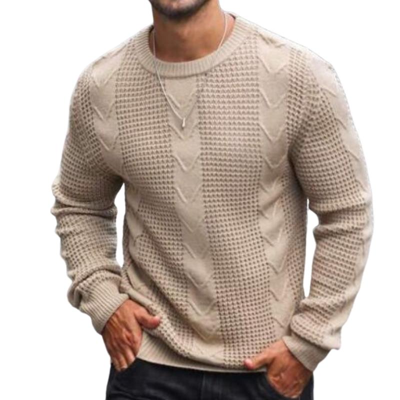 Men's Classic Comfort Slim Fit Patterned Round Neck Long Sleeve Sweater 9262183514296