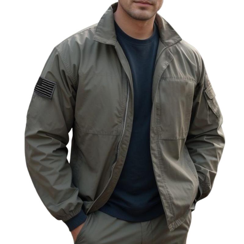 Men's Retro Casual Solid Color Workwear Outdoor Field Jacket 9267508347064