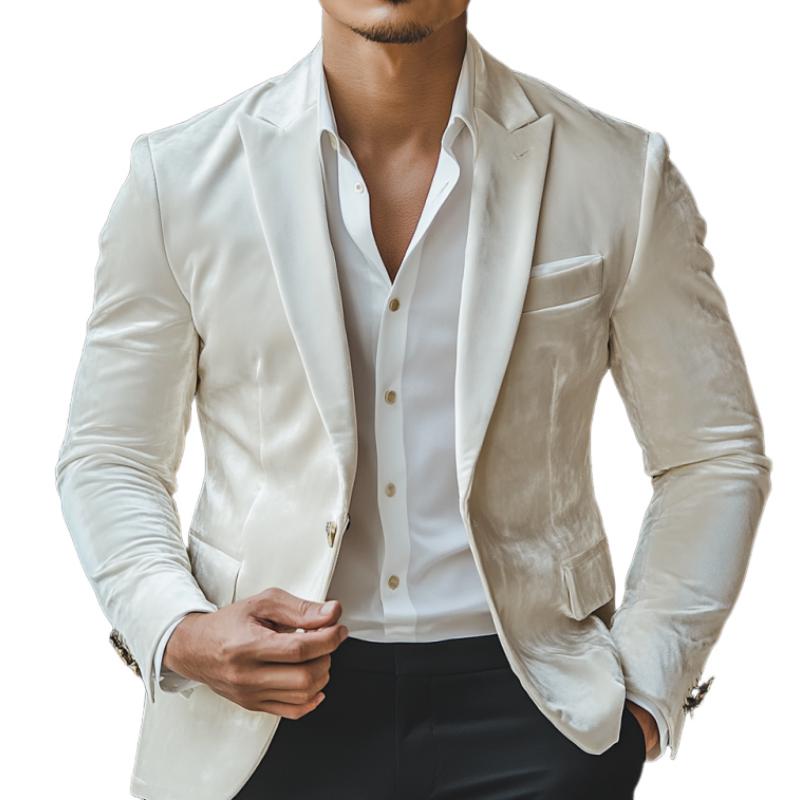 Men's Classic Casual Single-Breasted Slim Fit Velvet Blazer 9887360254136