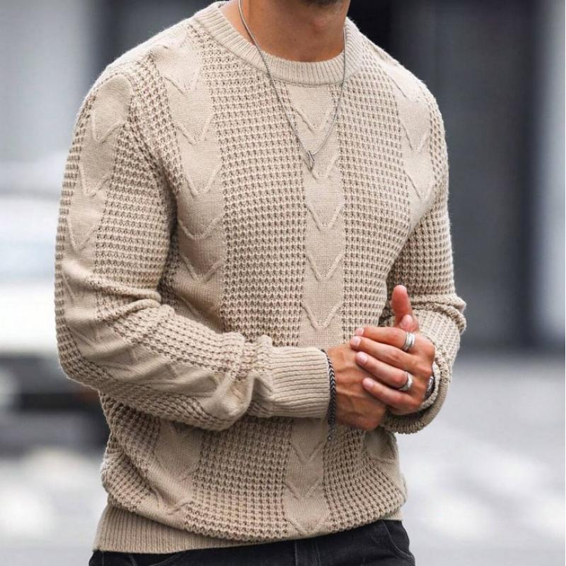 Men's Classic Comfort Slim Fit Patterned Round Neck Long Sleeve Sweater 9262183514296