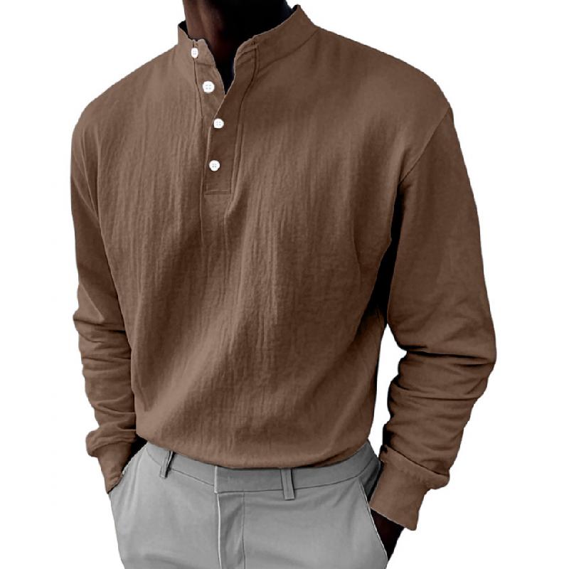 Men's Casual Button-down Collar Loose Pullover Sweatshirt 9268189823160