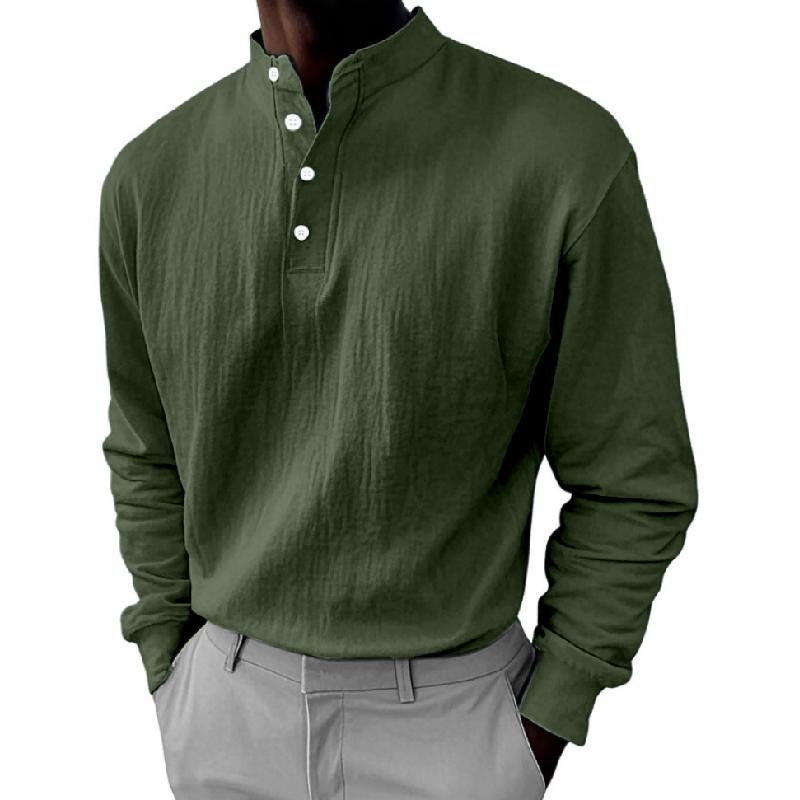 Men's Casual Button-down Collar Loose Pullover Sweatshirt 9268189823160