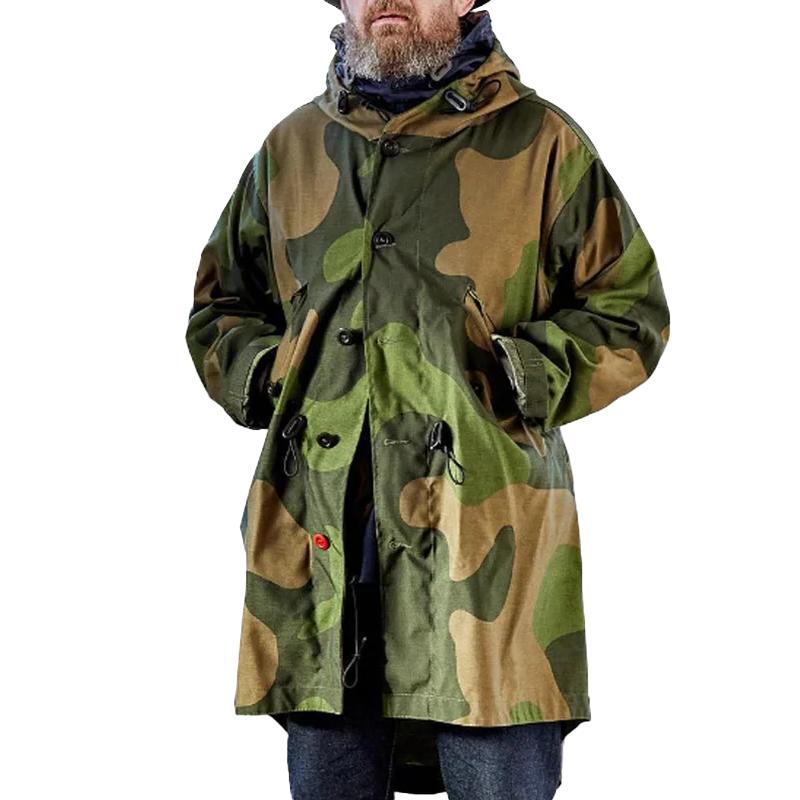 Men's Camouflage Hooded Single Breasted Trench Coat 9261100826808