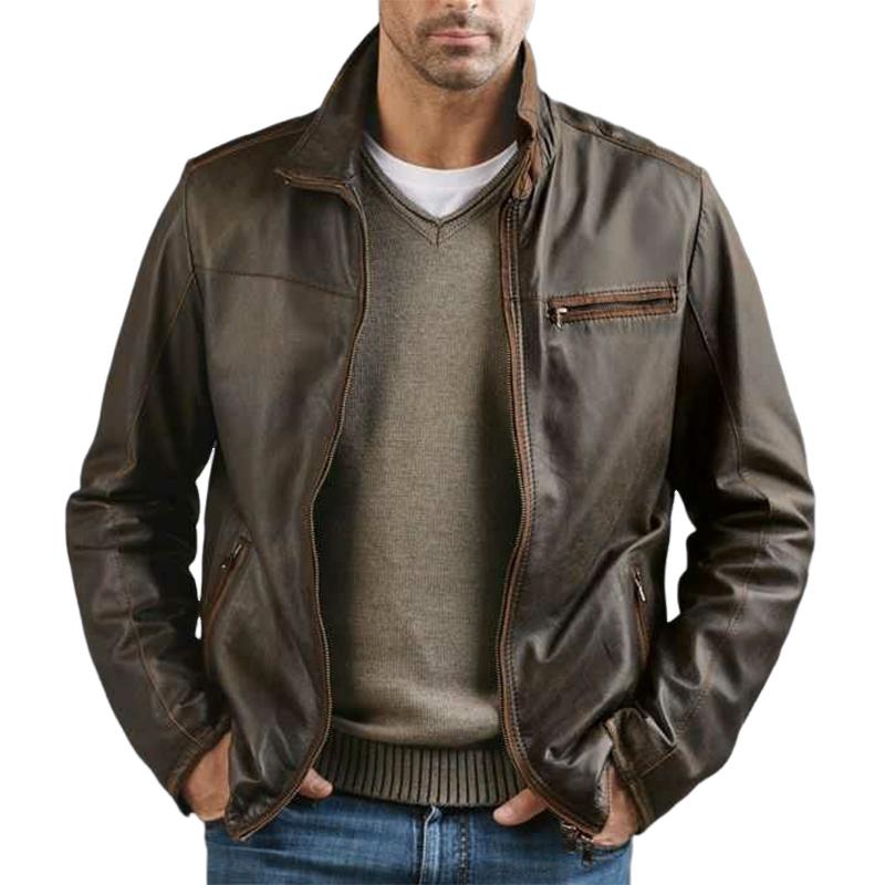 Men's Vintage Zipper Leather Jacket 9261099024568