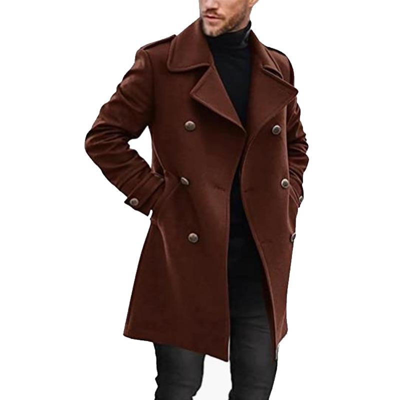 Men's Lapel Double Breasted Mid-length Coat 9261100499128
