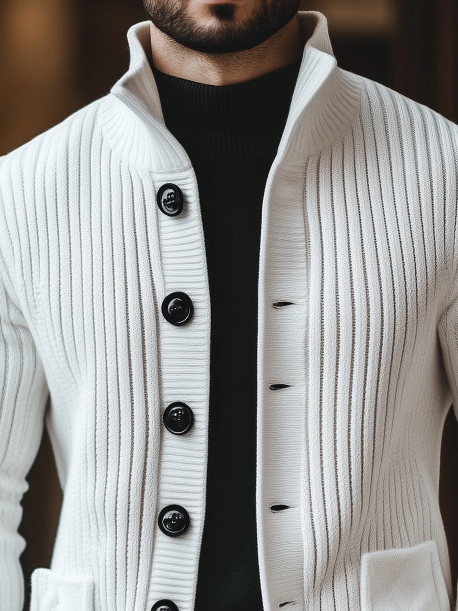 Men's Casual Stand Collar Button Knit Cardigan 9888736313528