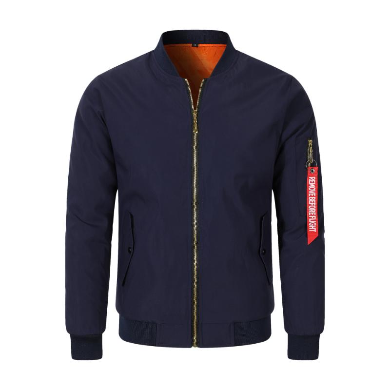 Men's Casual Solid Color Stand Collar Flight Jacket 9261096796344