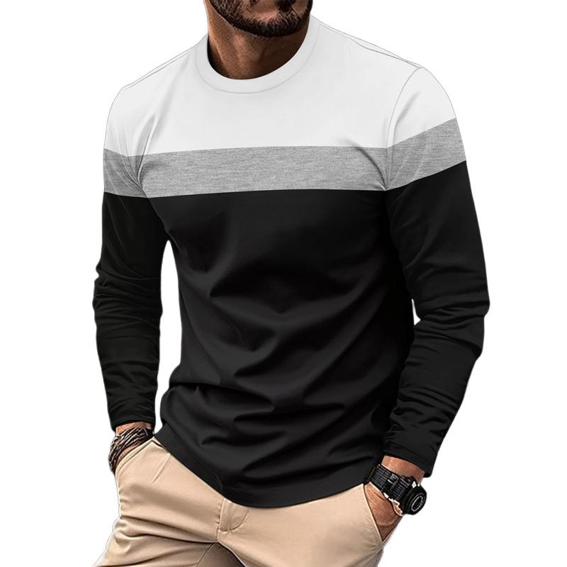 Men's Colorblock Round Neck Long Sleeve T-shirt 9261144080568