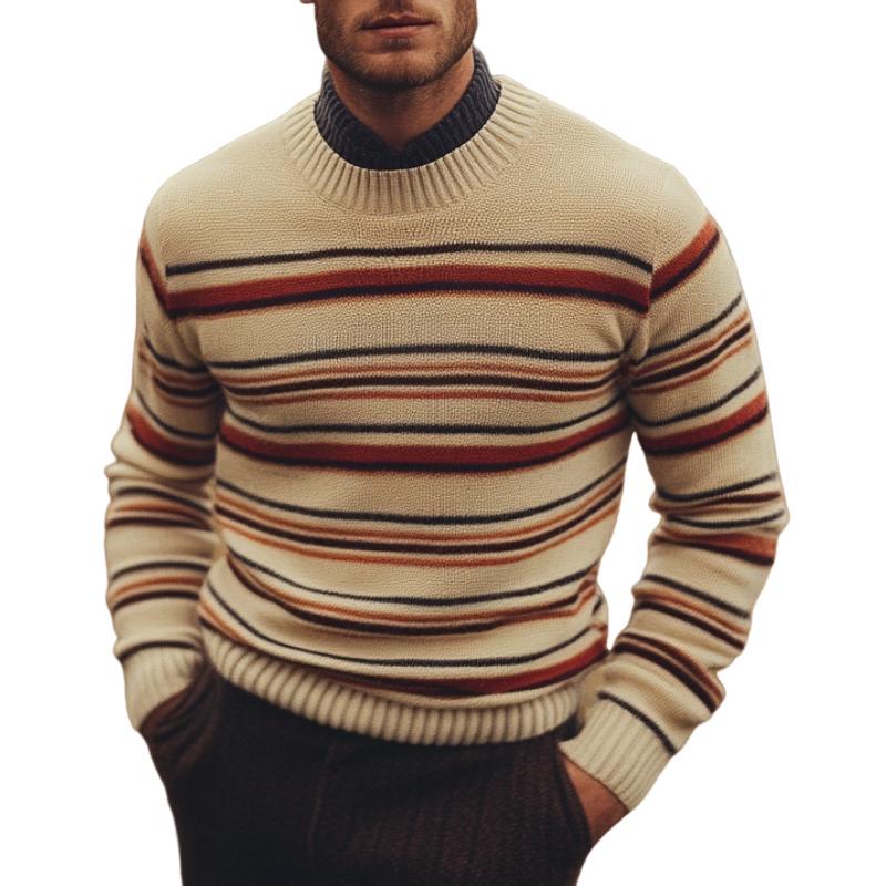 Men's Crew Neck Striped Sweater 9262183121080