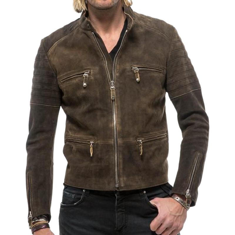 Men's Classic Stand Collar Zipper Suede Jacket 9272270553272