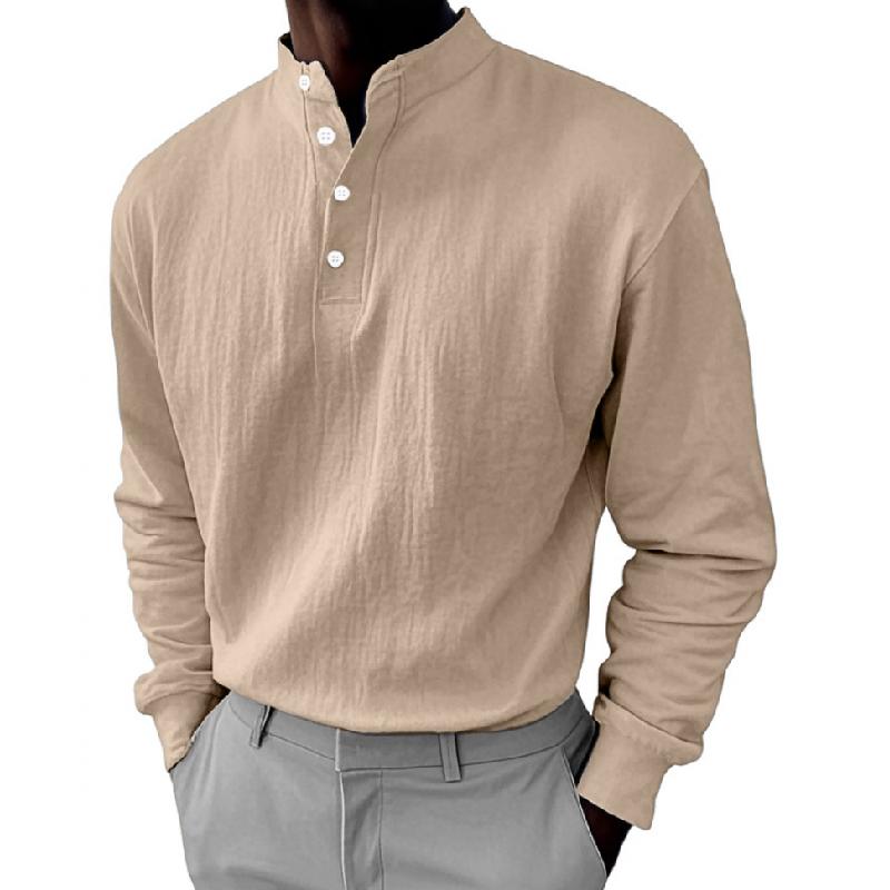 Men's Casual Button-down Collar Loose Pullover Sweatshirt 9268189823160
