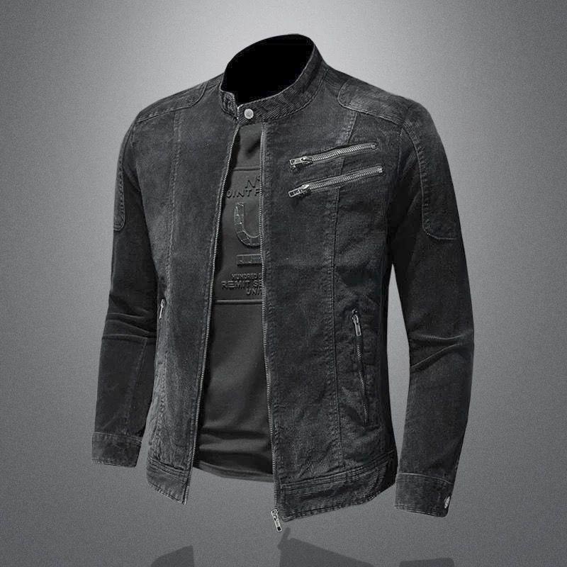 Men's Vintage Washed Denim Biker Jacket 9261087817912