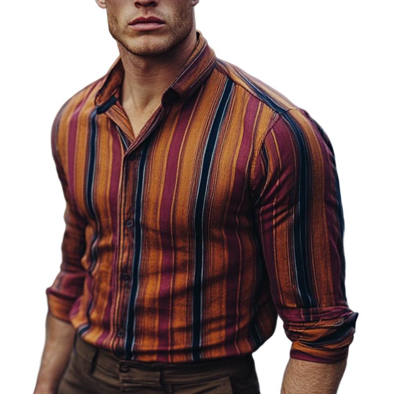 Men's Casual Striped Long Sleeve Shirt 9260833079480