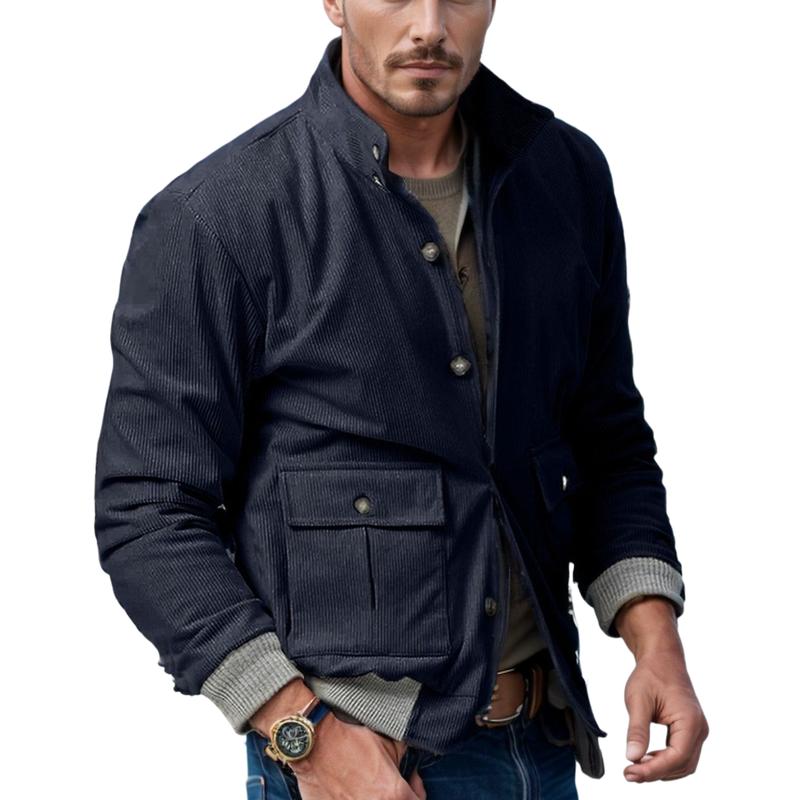 Men's Casual Stand Collar Corduroy Work Jacket 9261097517240