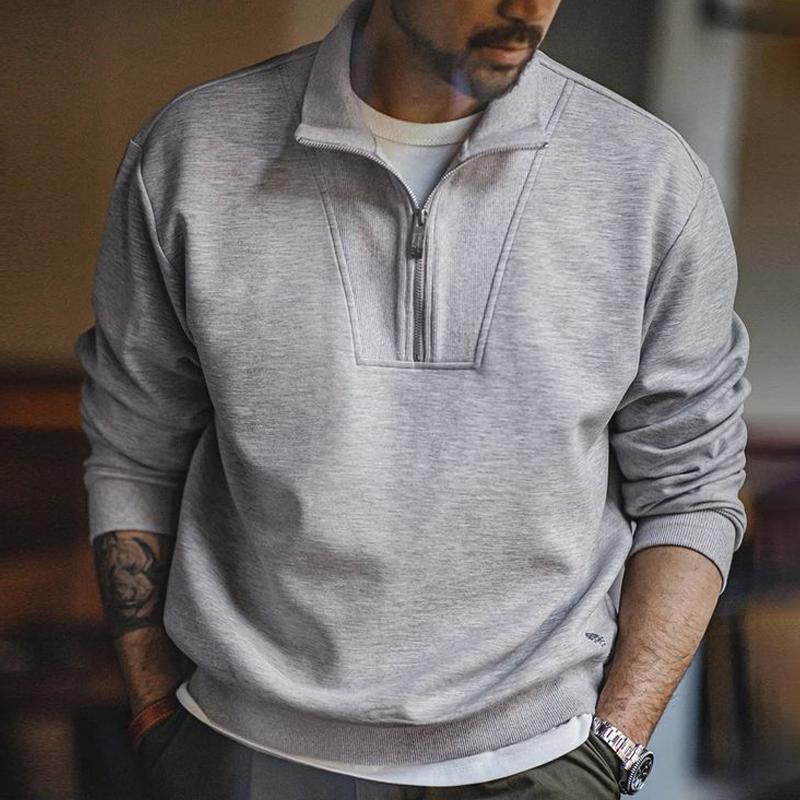 Men's Fashion Solid Color Loose Lapel Long Sleeve Casual Sweatshirt 9886818861240