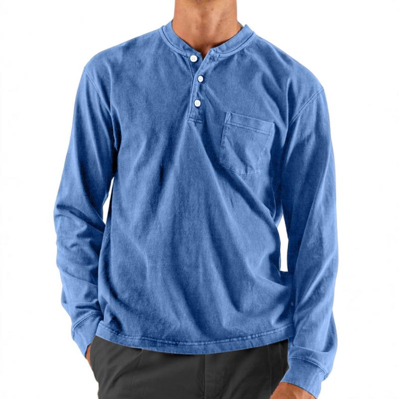 Men's Casual Henley Collar Loose Long Sleeve T-Shirt 9261142606008